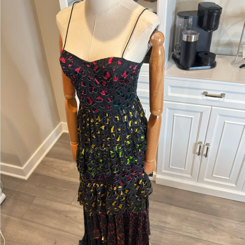 Alice + Olivia Pink and Red Embellished Tiered Maxi Dress - Picture 11 of 12